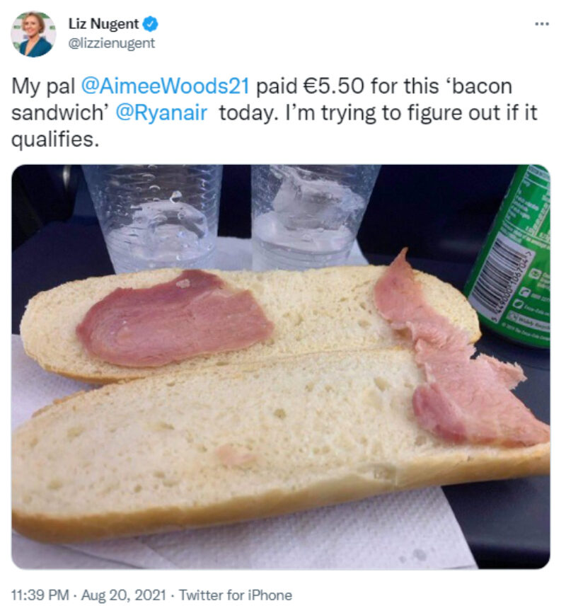 ryanair broodje bacon