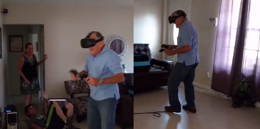 Opa vecht met VR