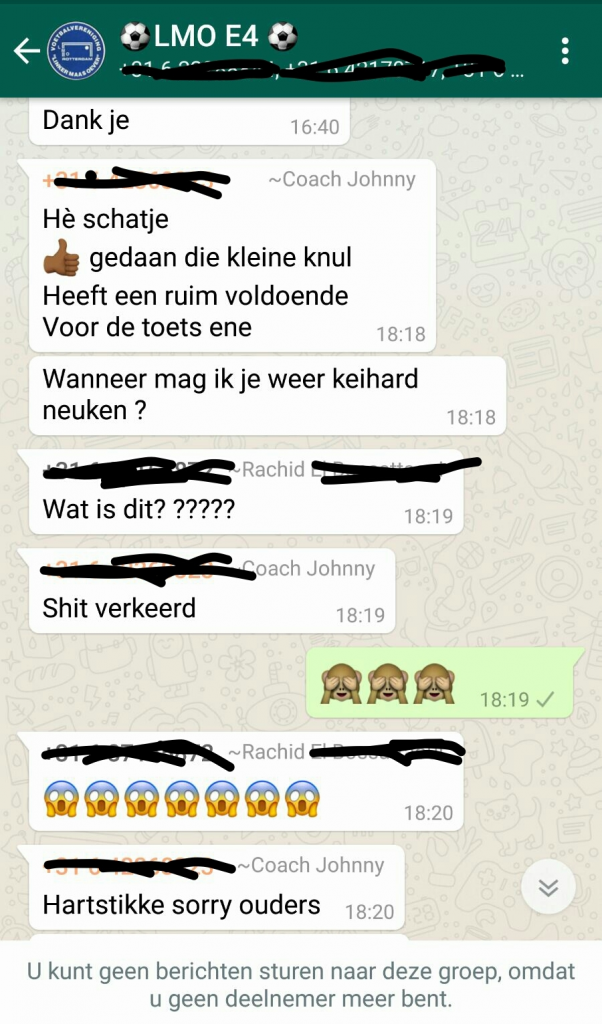 Voetbalcoach stuurt per ongeluk pikant WhatsApp bericht naar pupillen-ouders