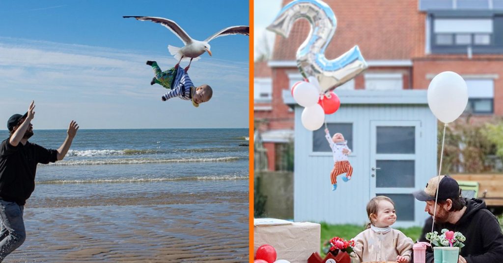 Deze man stuurt de grappigste gefotoshopte foto's van zijn kinderen