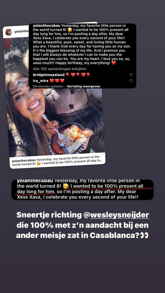 Yolanthe 'sneert' naar Wesley Sneijder om missen verjaardag zoontje