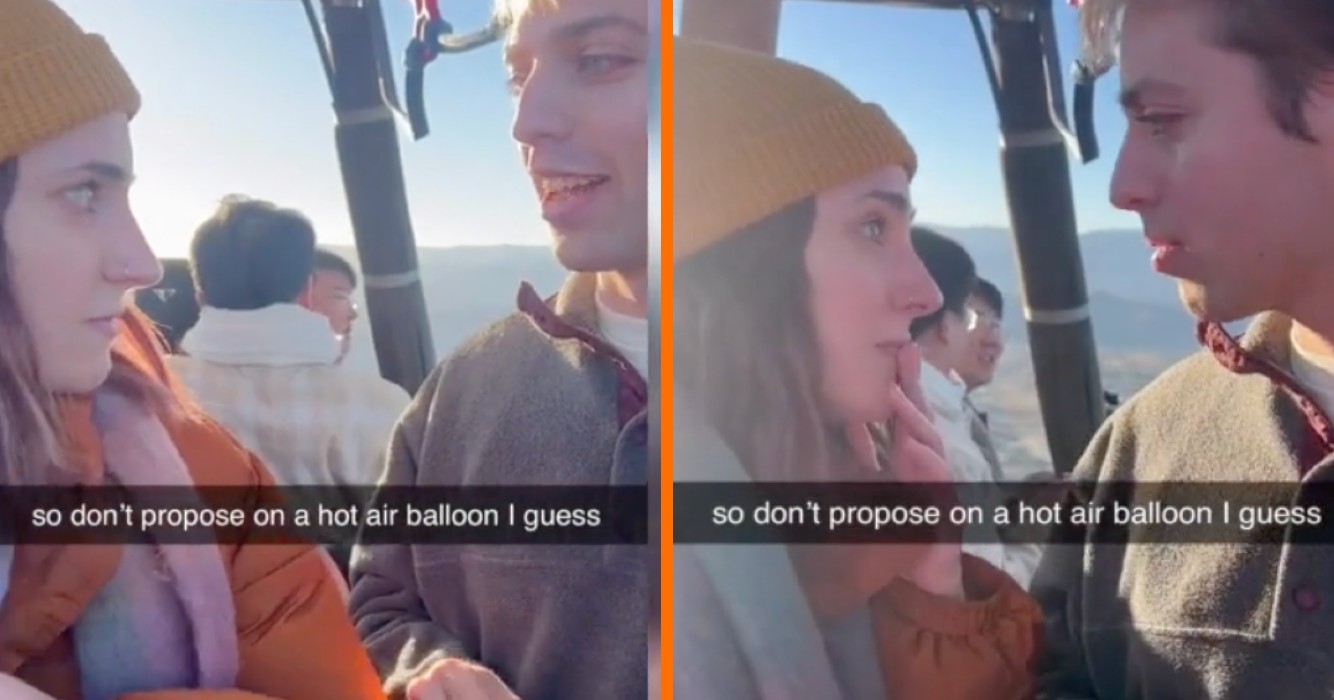 Huwelijksaanzoek in een luchtballon gaat hopeloos mis...