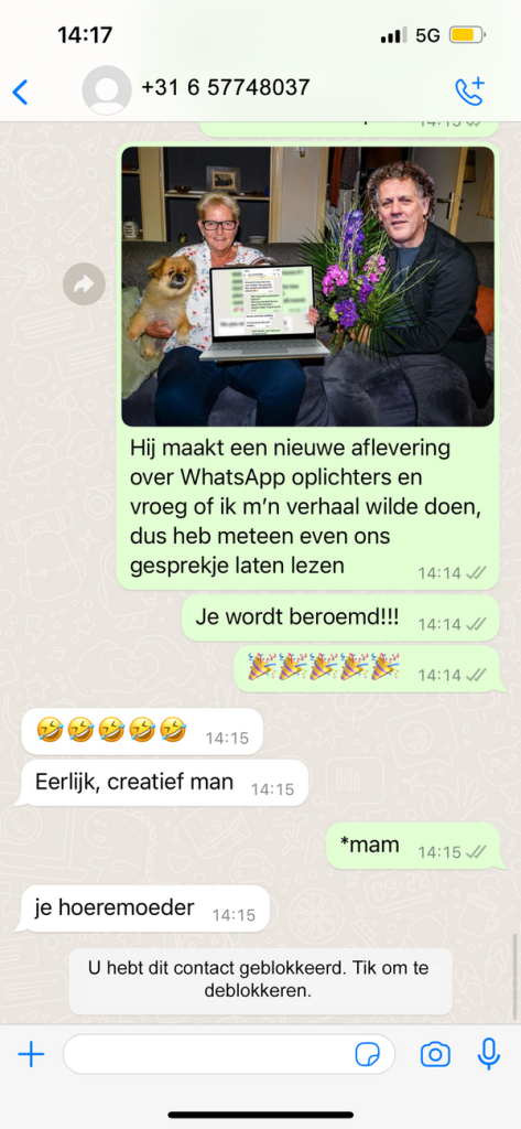 Genieten: een WhatsApp-oplichter een koekje van eigen deeg geven