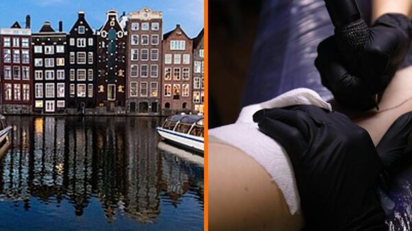 Echte Amsterdammer heeft een tattoo van de Amsterdamse skyline