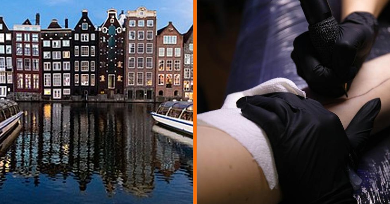 Echte Amsterdammer heeft een tattoo van de Amsterdamse skyline