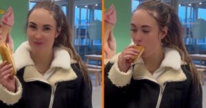 Boerin Anna smult van een hotdog terwijl wij gezellig meegenieten