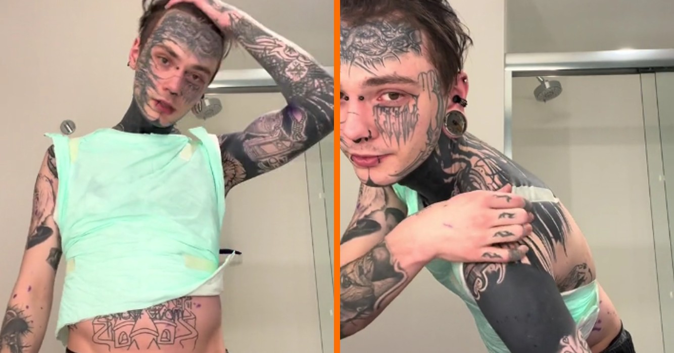 Gast laat zichzelf tatoeëren als zwart kladblok en heeft spijt