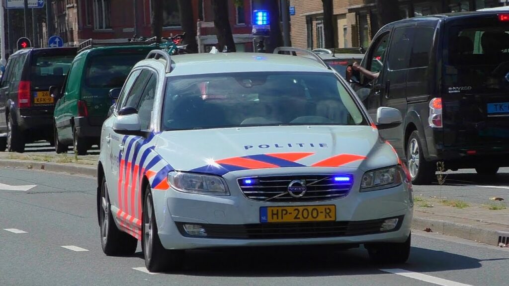 politieauto met blauwe strepen 