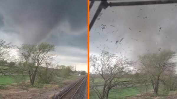 Treinmachinist in Nebraska deelt angstaanjagende beelden van tornado die recht over trein heen gaat