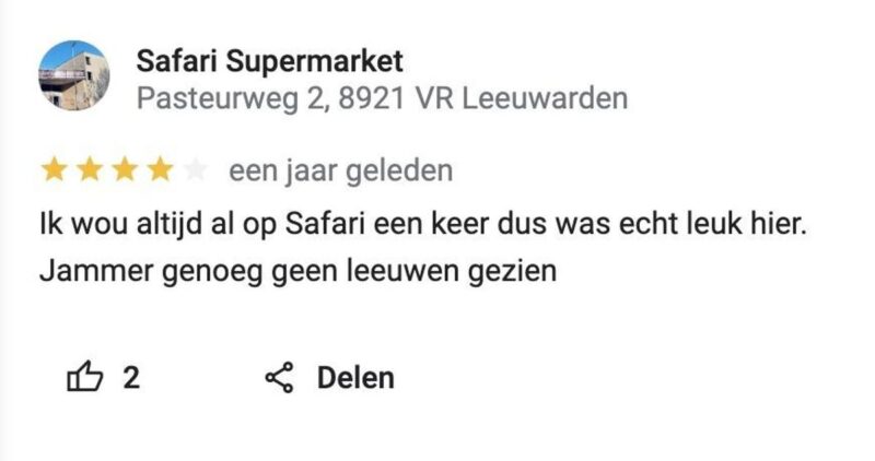 Hier weer 10 zinloze online reviews