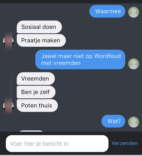 Gast gebruikt Wordfeud-gesprek om avontuurlijke partner te vinden