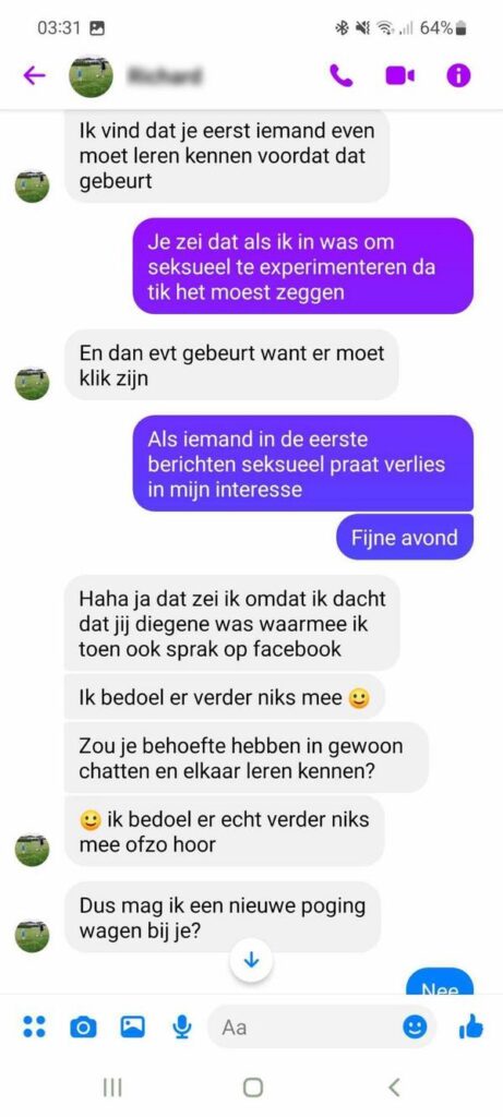 wanhopige gast heeft net iets te veel doorzettingsvermogen