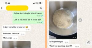 Vrouw met vertraging verzoekt vriend om rijst te koken, maar dat gaat niet zoals gedacht