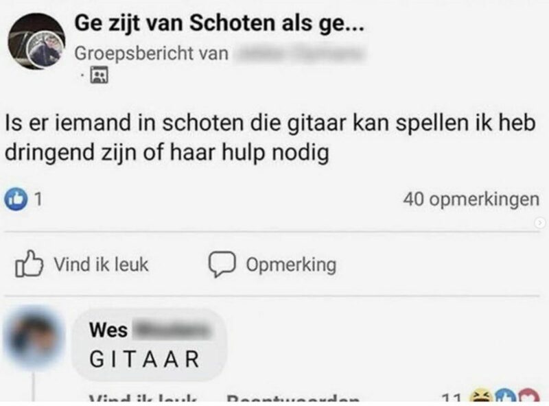 reacties op Facebook van mensen