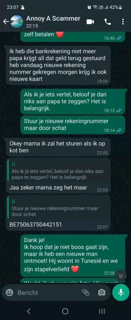 'Moeder' drijft Whatsapp-oplichter compleet tot wanhoop