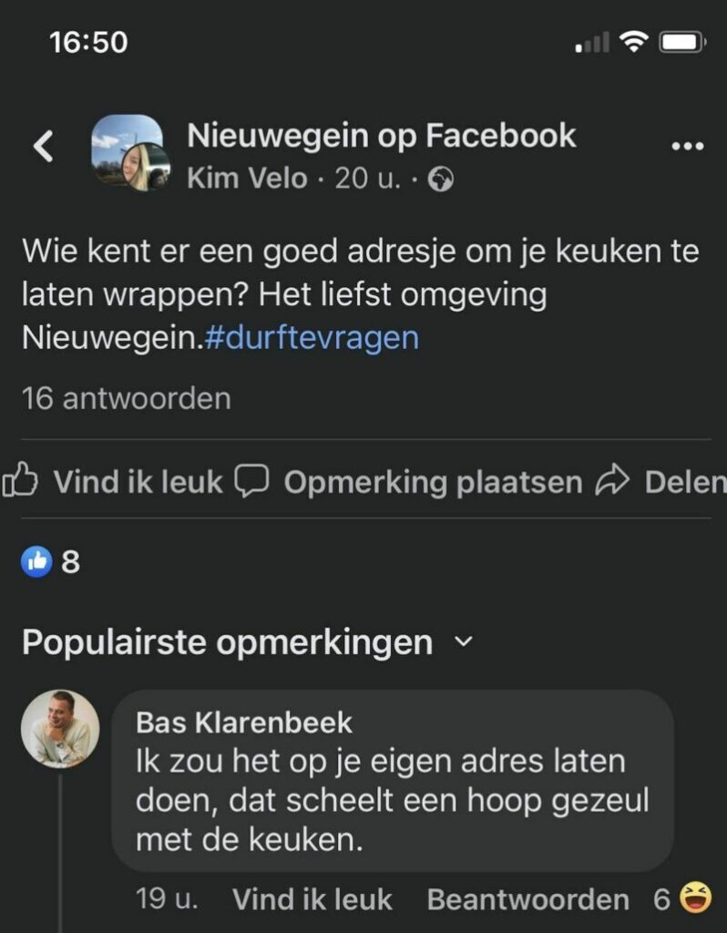 17 reacties op Facebook van mensen