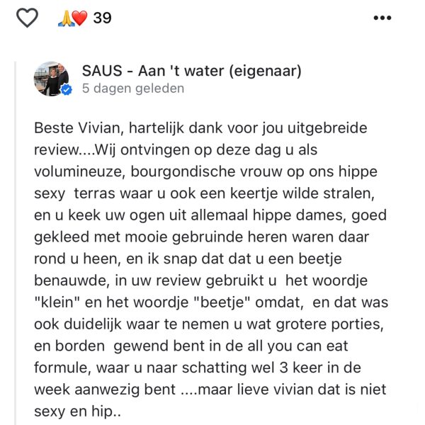 Restaurant-eigenaar kan zich niet inhouden na negatieve review en slaat keihard terug2