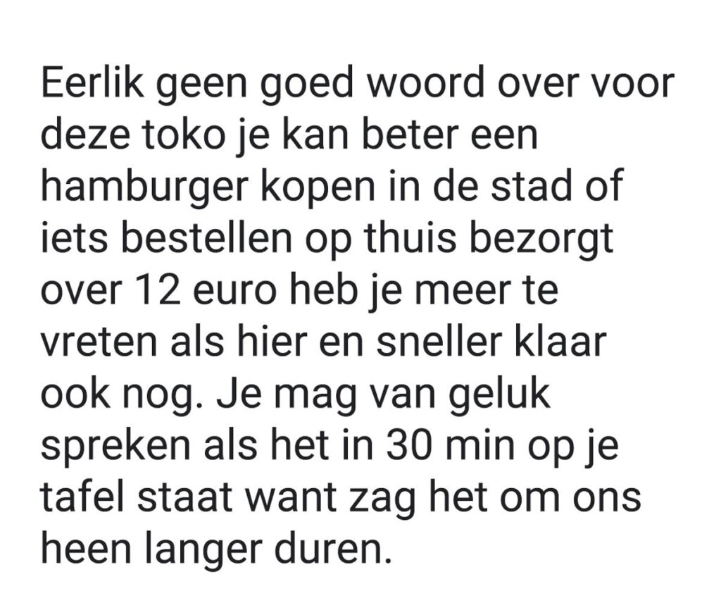 Achterhoeker ergert zich aan Amsterdams restaurant en laat bijzonder review achter