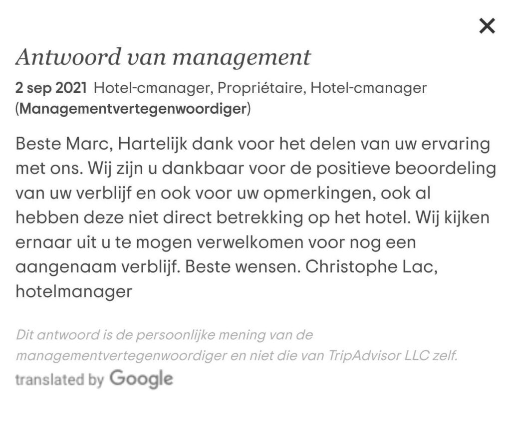 Gast schrijft review over hotel in Brussel maar heeft het eigenlijk vooral over 'dames van plezier' in de buurt