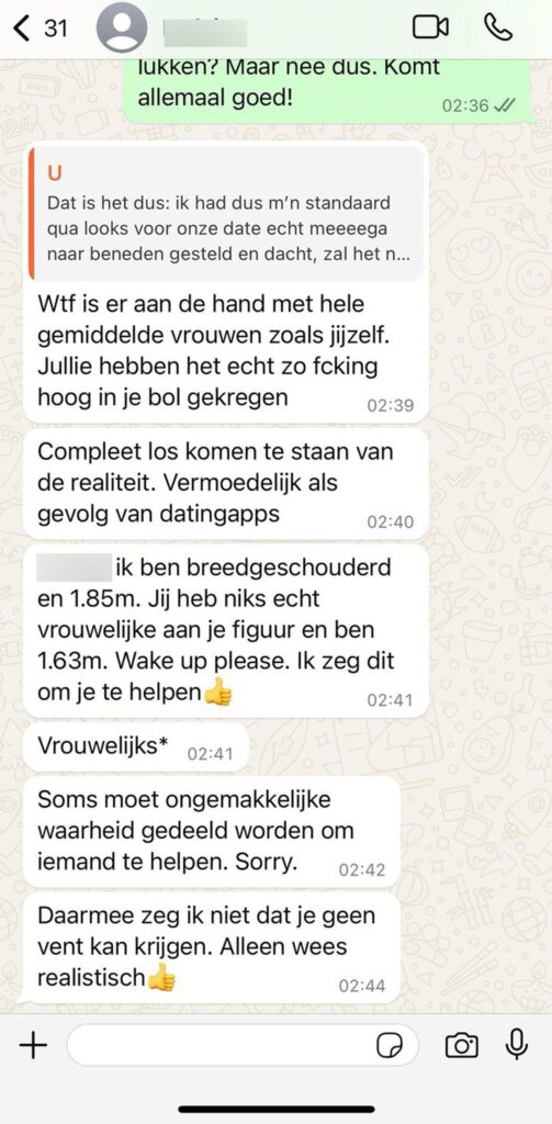 Deze 'breedgeschouderde' Bumble-date biedt “goedbedoeld” advies aan waarop niemand wacht