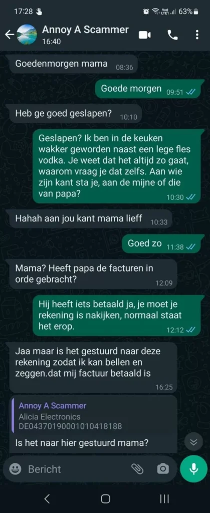 'Moeder' drijft Whatsapp-oplichter tot wanhoop