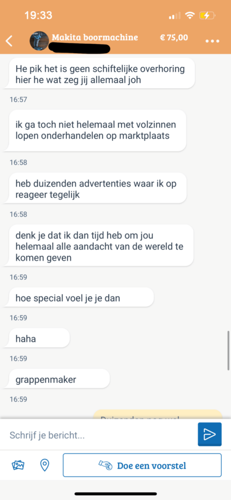 Marktplaats gesprek loopt ouderwets uit de klauwen na schandalig laag bod op boormachine 5