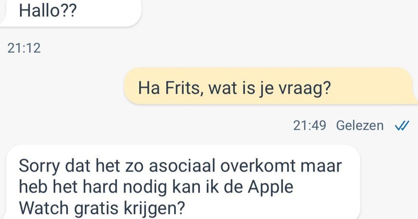 Gast komt met wel héél slecht verhaal om gratis Apple Watch van Marktplaats te regelen