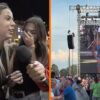 Mensen hebben plaatsvervangende schaamte na extreem ongemakkelijk optreden van Hawk Tuah-meisje op festival