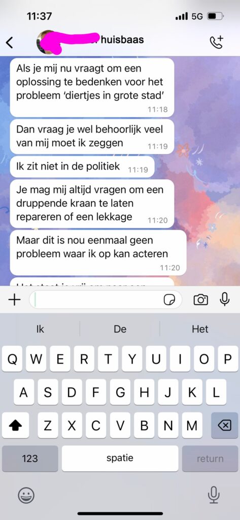 Huisbaas vindt dat studente die klaagt over muizen in huis niet zo moet zeuren