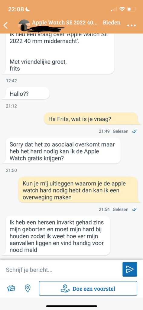 Gast komt met wel héél slecht verhaal om gratis Apple Watch van Marktplaats te regelen 1