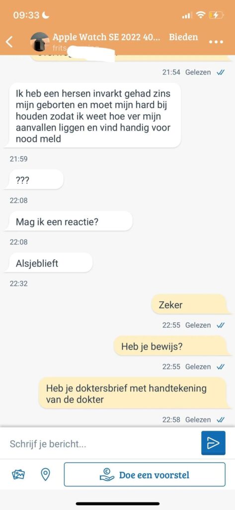 Gast komt met wel héél slecht verhaal om gratis Apple Watch van Marktplaats te regelen3