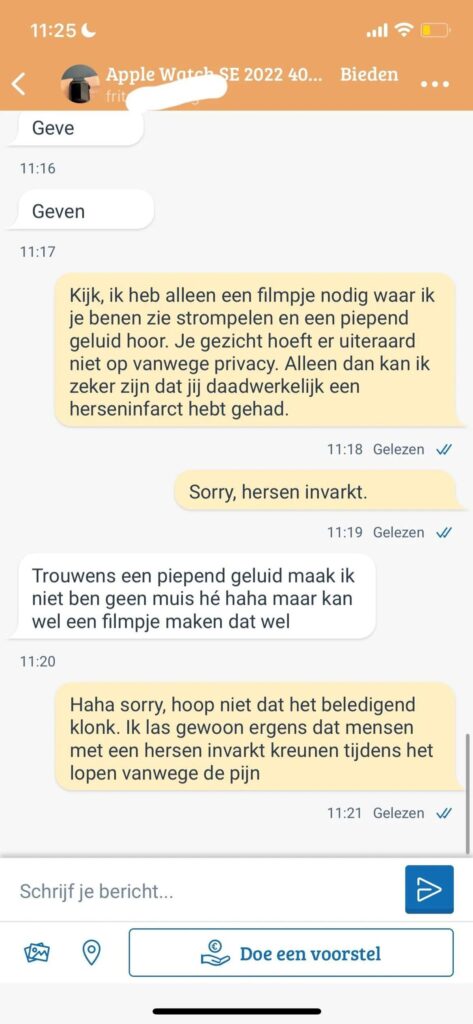 Gast komt met wel héél slecht verhaal om gratis Apple Watch van Marktplaats te regelen9