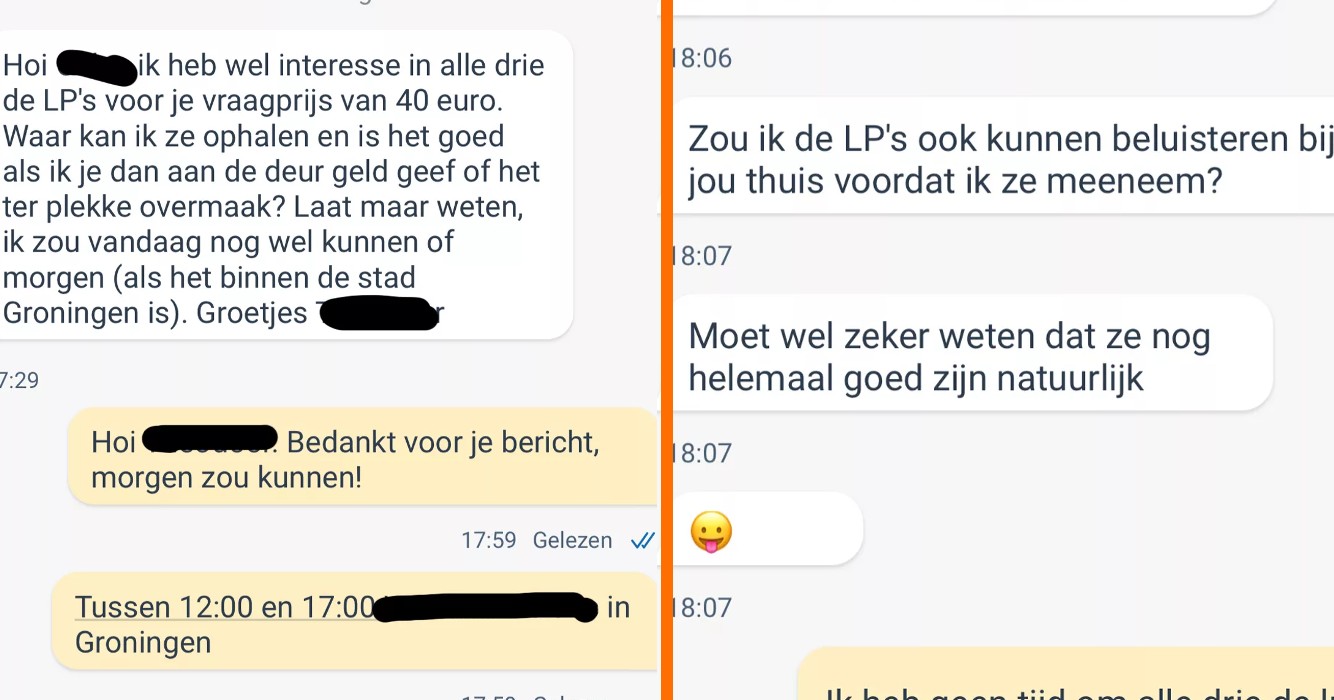 Man wil platen kopen via Marktplaats, maar de deal gaat om bizarre reden niet door