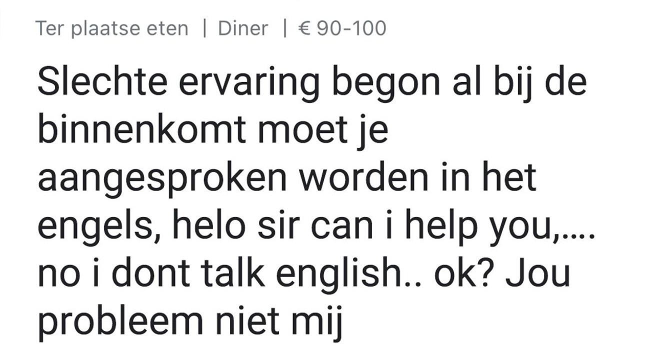 Achterhoeker ergert zich aan het verplichte Engels in Amsterdams restaurant en laat bijzonder review achter