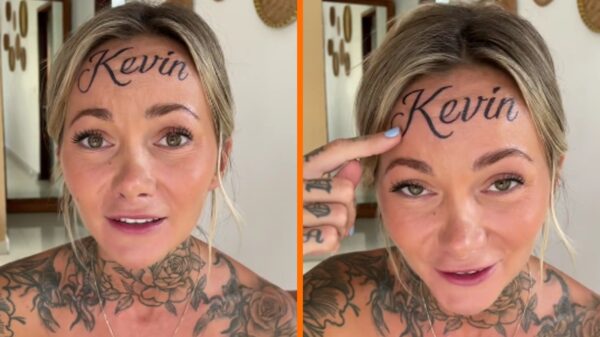 Dame gedumpt door vriend nadat ze zijn naam op haar voorhoofd laat tatoeëren