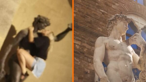 Locals in Florence woedend om toeriste die zich vergrijpt aan standbeeld