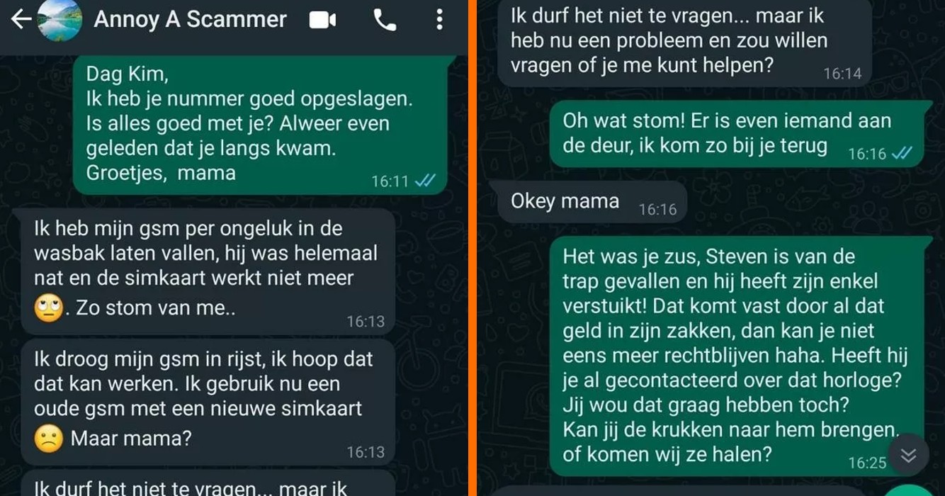 'Moeder' drijft Whatsapp-oplichter compleet tot wanhoop door hem dagenlang aan het lijntje te houden