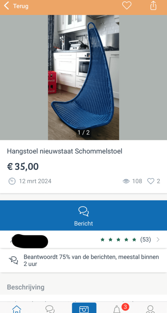 schommelstoel op Marktplaats