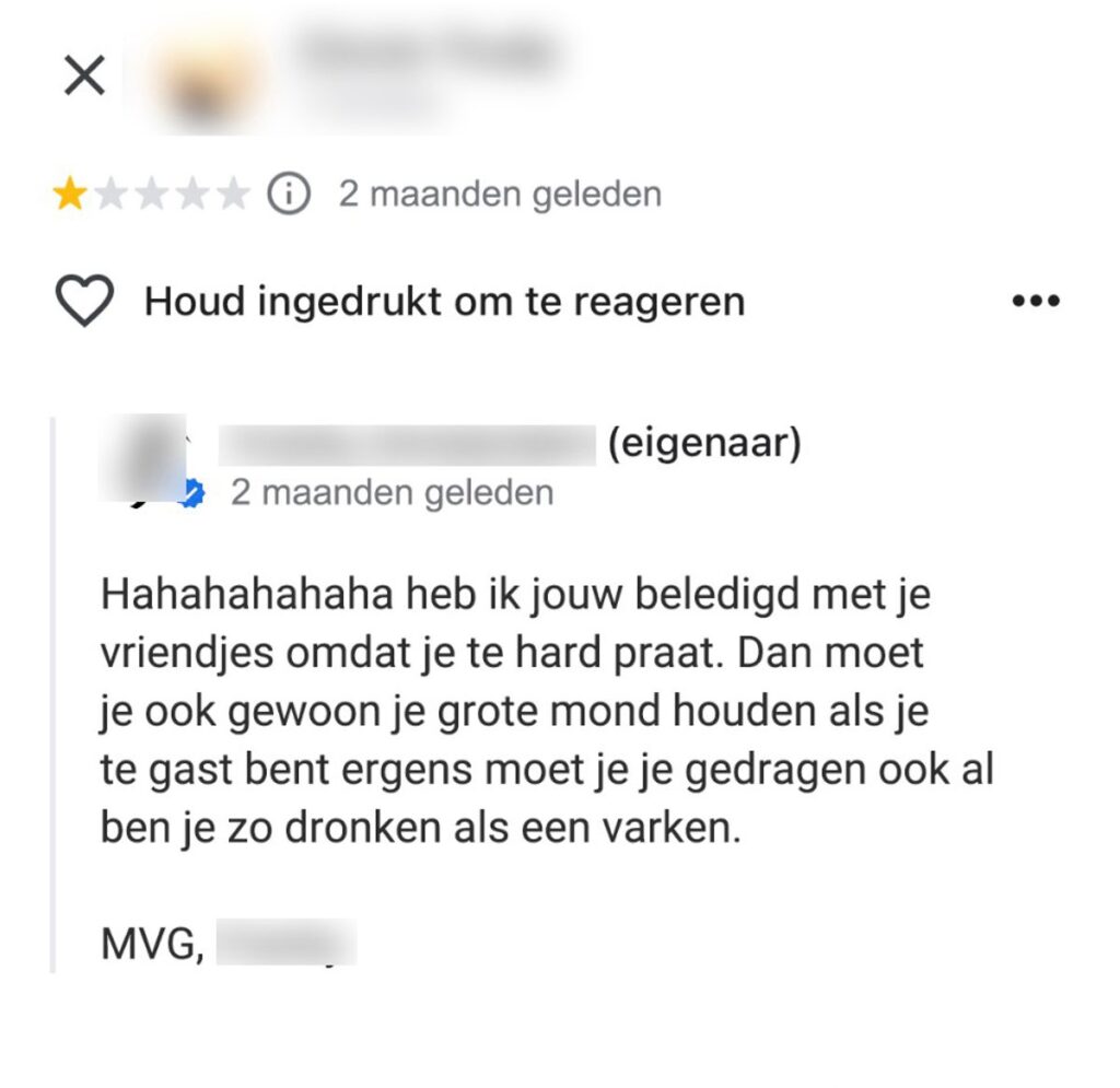 Snackbareigenaar is het niet eens met review en gaat vol in de tegenaanval