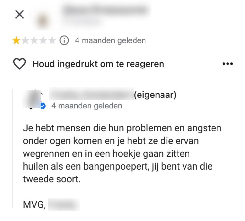 Snackbareigenaar is het niet eens met-review