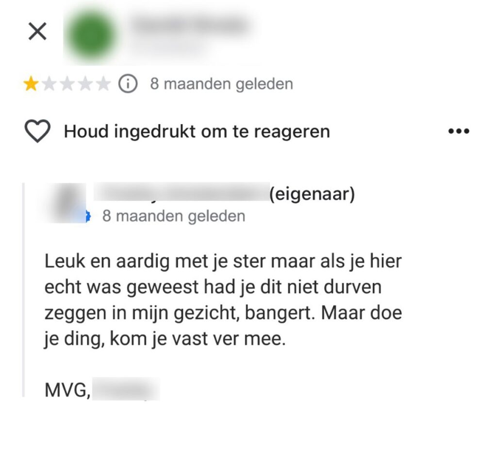 Snackbareigenaar is het niet eens met reviews