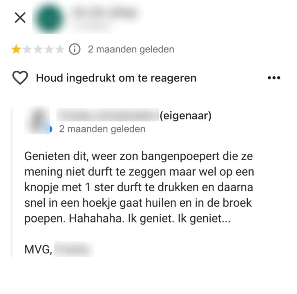 Snackbareigenaar is het niet eens met 1 ster-reviews