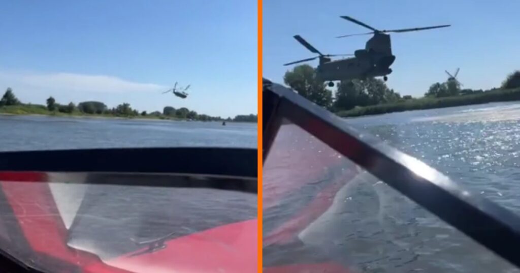 Chinook-helikopter daagt speedboot uit