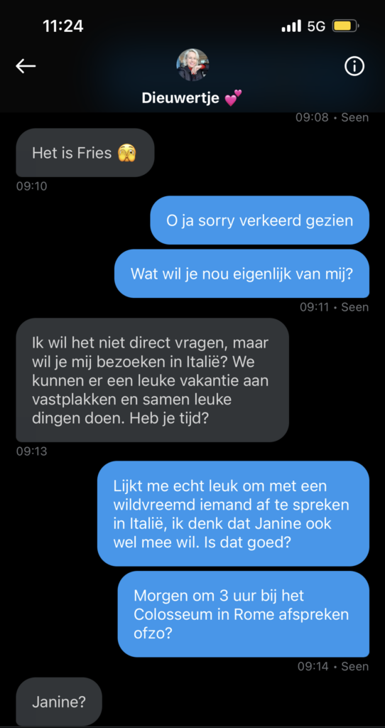 Whatsapp-oplichter valt met de neus in de boter wanneer ze 'Ludo Sanders' te pakken blijkt te hebben8