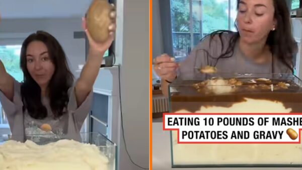 Dame probeert 5 kilo aardappelpuree met jus weg te werken in bizarre challenge