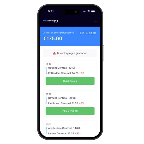 geld terug als een NS-trein vertraging heeft