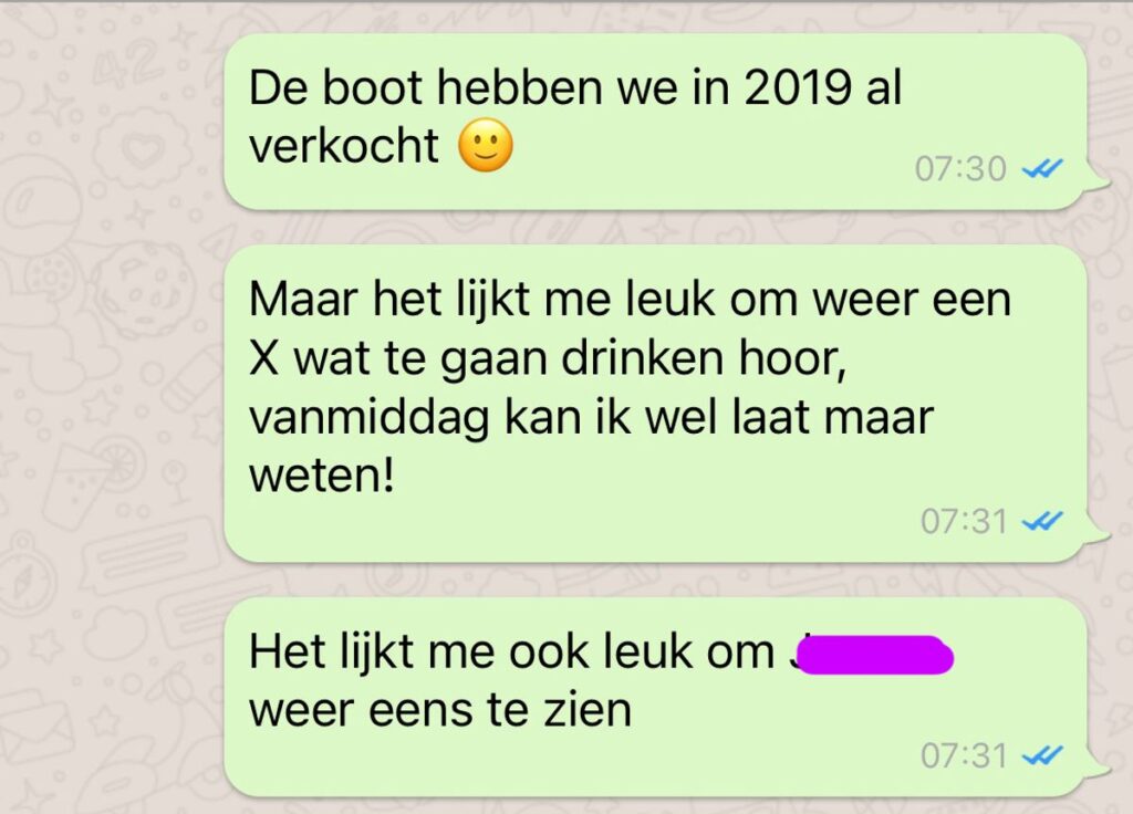 Dame krijgt middenin de nacht een appje van een oude vriend