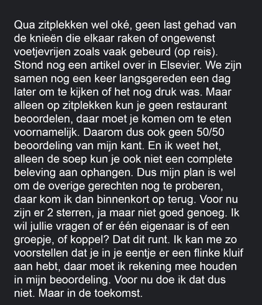 Man schrijft slechte restaurant-review geen chocoladevla hadden