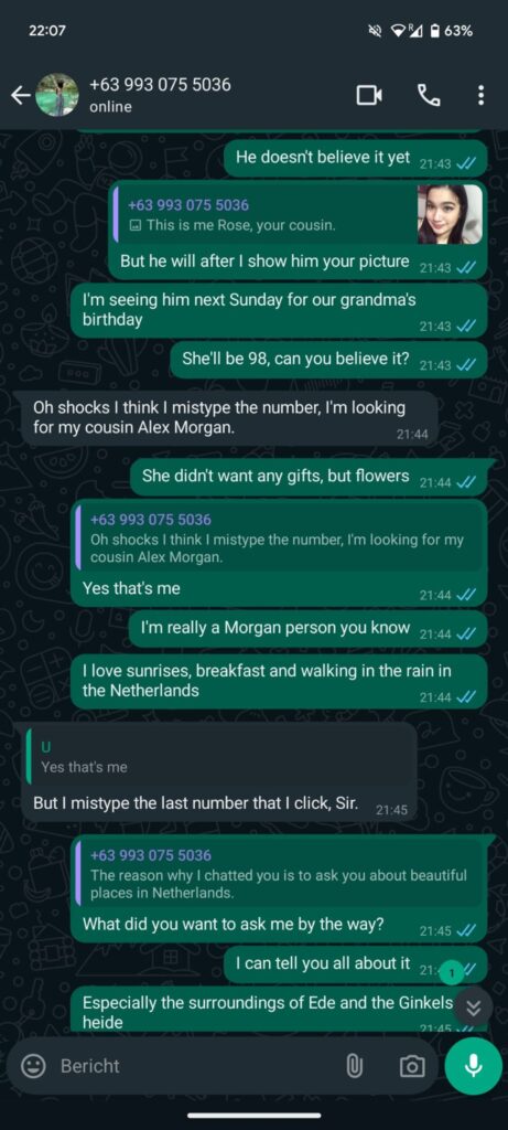 berichtje van Filipijnse Whatsapp-oplichter3