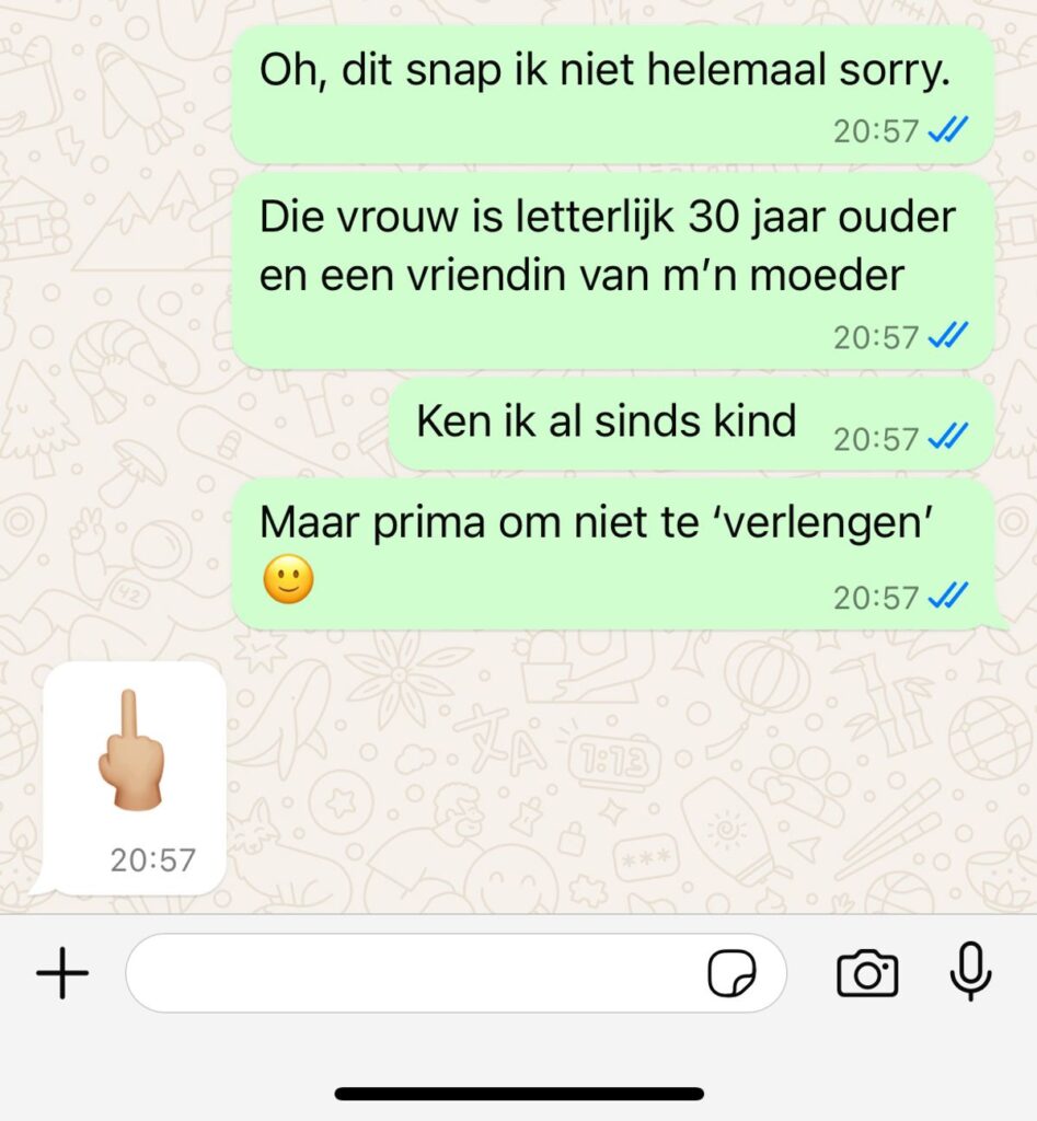 Stikjaloerse dame wil niet 'verlengen' met man omdat hij 'hoi' zei tegen een bekende tijdens date
